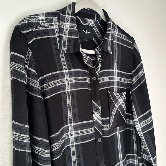 Rails Women's Hunter Mixed Plaid Button-Up Shirt, Black Storm Parchment Size S - Picture 5 of 9